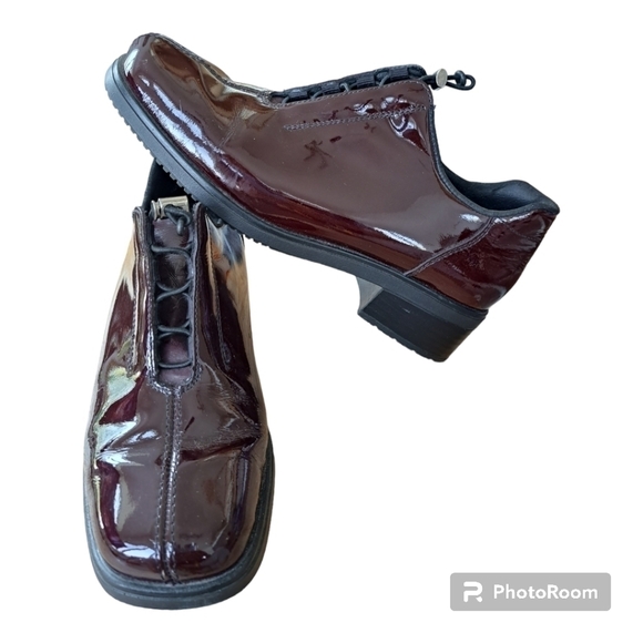 Rieker antistress bordeau patent leather women's shoes heel 1" size 38 - Picture 2 of 14